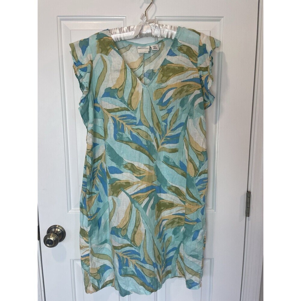 Rachel Zoe Linen Tunic Women M Dress Cover Up Tropical Resort Lounge
